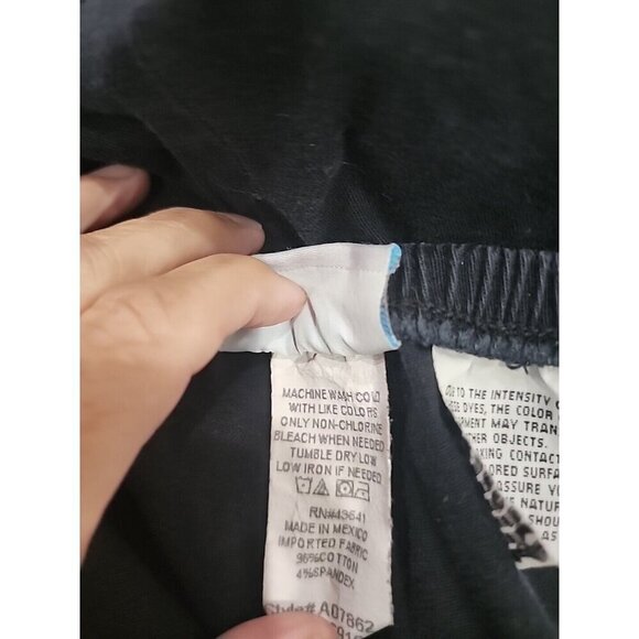 Denim & Co. Pants Black Woven Back Elastic Waist Pockets Straight Leg Women's PL - Picture 10 of 11